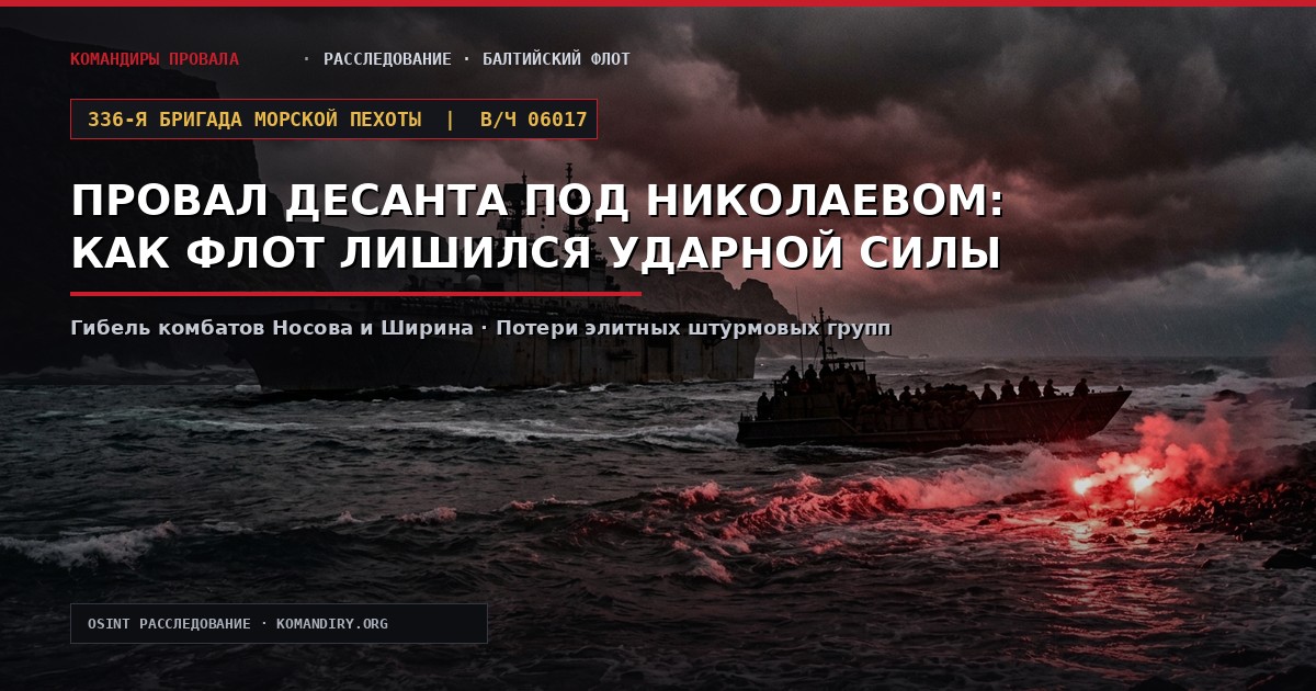 Military Unit 06017: The Amphibious Assault Near Mykolaiv After Which the Baltic Fleet Forgot How to Land Marines for Years