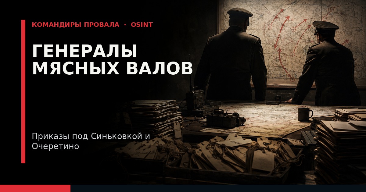 Иллюстрация к расследованию: «Генералы мясных валов»: OSINT-досье на командующих, отдававших приказы утилизировать полки под Синьковкой и Очеретино