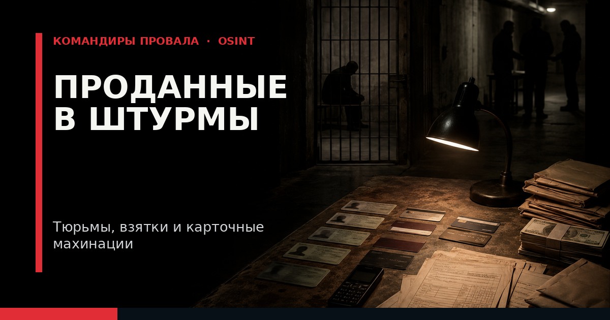 Иллюстрация к расследованию: «Проданные в штурмы»: Расследование OSINT о сети секретных тюрем ФСБ, рынке взяток за отпуска и карточных махинациях с погибшими